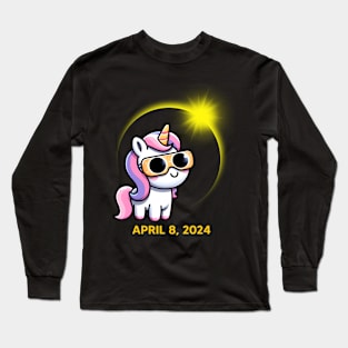 Unicorn Total Solar Eclipse 2024 April 8 Long Sleeve T-Shirt